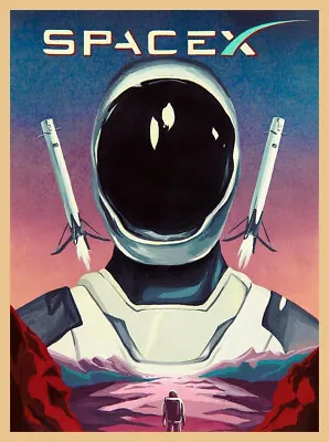 SpaceX Astronaut Mars Vintage Space Art Poster • $18