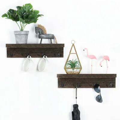 Set Of 2 Wall Mount Coat Rack With Hooks For Hats Coats Key Entryway Mudroom • $17.59