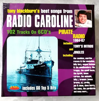 Radio Caroline Tony Blackburn 6 CD Boxset 102-60's Hits Tony's Jingles & Intros • £24.50