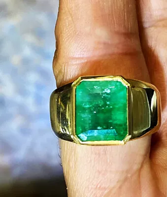 Mafia-TRUE CRIME Gangster-MICKEY COHEN 14K Massive 7.13 CARAT Green EMERALD Ring • $8995