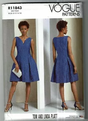 Vogue #R11843 Tom And Linda Platt Dress W/variations Pattern Size: 8-16 UC • $10.99