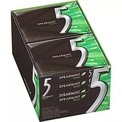 5 Gum Spearmint Rain Sugarfree Gum 15 Piece (10 Pack) • $22.60