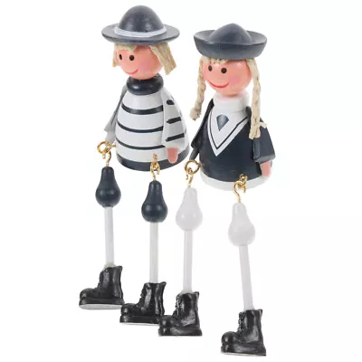 2Pcs Nautical Sailor Wooden Figurine Couple Dolls Shelf Decor • £9.99