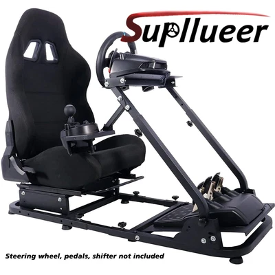 £259.99 • Buy Supllueer Racing Simulator Cockpit Stand With Black Seat Fit Logitech G27 G29