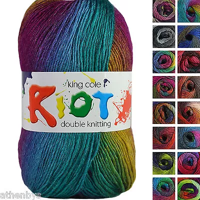 King Cole Riot DK 100g Acrylic Wool Blend Multi Coloured Knitting Yarn • £3.79