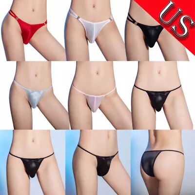 US Mens Glossy Low Rise Briefs Bulge Pouch Panties T-back Underwear Underpants • $7.43