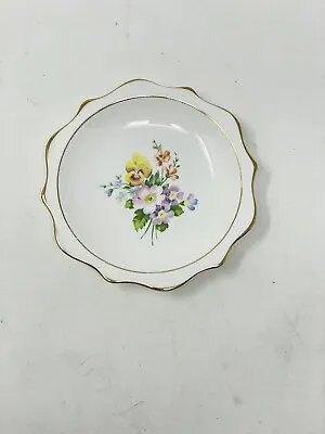 Vintage Royal Albert Bone China 4.5” Scalloped Butter Pat/Pin Dish Pansy Floral • $17.90