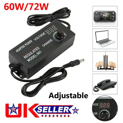 3V-24V AC/DC Electrical Power Supply Adapter Charger Variable Voltage Adjustable • £9.49