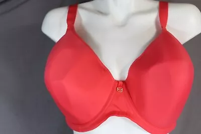 Elomi Bijou Underwire Lined J-hook On Back Plunge Bra 8722 USA 38K Coral • $25.99