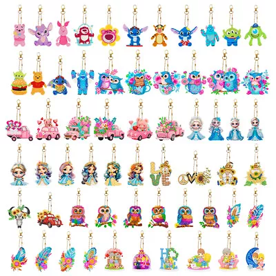 5/6PCS 5D Diamond Painting Keychain Double Sided Keyring Pendant Decor Gift DIY • $14.84