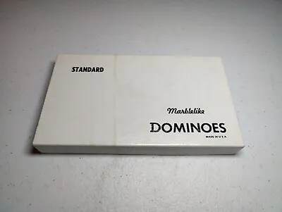 Vintage Puremco Marblelike White Christmas Dominoes Standard No. 616 FREE SHIP!! • $29.99