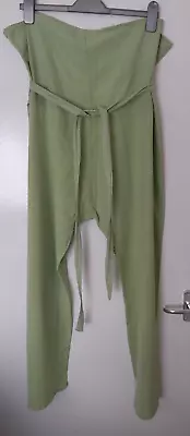 Pale Green 100% Cotton MANIC CLOTHING Tie Waist Hippie Pants. One Size • £8