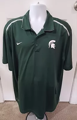 Michigan State Spartans Nike Drifit Polo Mens 2xl Green • $23.50