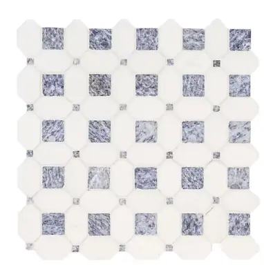 Azula Hatchwork 12 In. X 12 In. Polished Marble Mesh-Mounted Mosaic Tile • $14.99