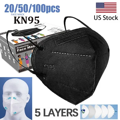 10/50/100 Pcs Black KN95 Protective 5 Layer Face Mask BFE 95% Disposable Masks • $13.02