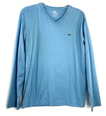 $13.99 • Buy Lacoste Men's Long Sleeve Pima Cotton V-neck Pullover Top T Shirt Sz:4 (M) BLUE