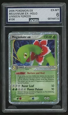 Vintage 2005 Pokemon EX Unseen Forces Holo Meganium EX #105 AGS 6 EX-MT • $39.99