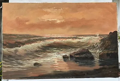 Original Oil On Canvas  The Mediterranean Sea  By Italian Artist Mazzetti • $19.99