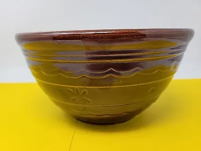 Vintage Marcrest Brown Daisy Flower Dot 7  Mixing Bowl Ceramic Stoneware USA  • $26.99