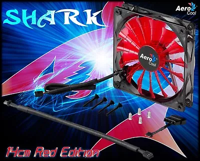 AeroCool 140mm Quiet Case Cooling Fan With RED LED Shark 14cm Devil Red Edition • $15
