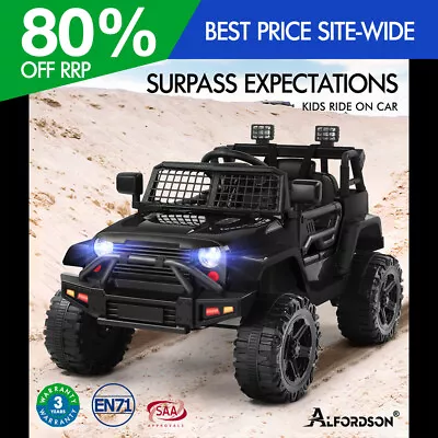 ALFORDSON Kids Ride On Car Toy Jeep Electric 12V 60W Motors R/C LED Lights Black • $194.95