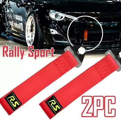 2 Red Car Tow Towing Strap Belt Racing Sport Drift Rally Hook Universal Bolt+Nut • $14.65