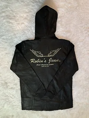 Robin Jeans ‘GOLD WING’ Zip Up Hoodie In Black Coating 🔥 🔥 • $125