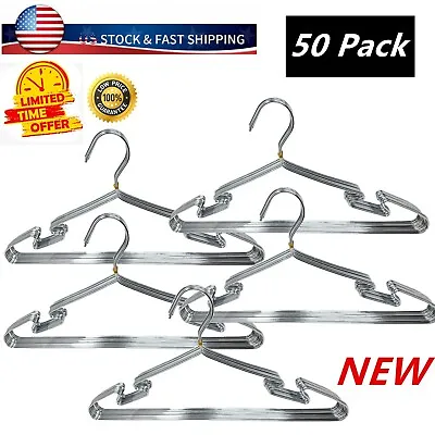 50 Pcs Of Stainless Steel Wire Coat Hanger Strong Heavy Duty Clothes Hangers • $29.99