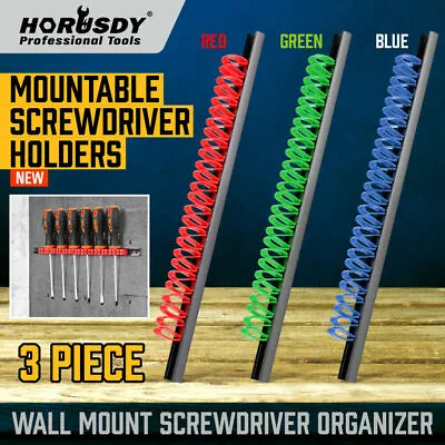 $16.99 • Buy 3Pc Wall Mounted Tools Holder Screwdriver Organizer Rail Rack Storage 3-Color