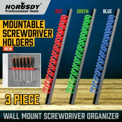 $16.99 • Buy 3Pc Wall Mounted Tools Holder Screwdriver Organizer Rail Rack Storage 3-Color