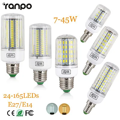 E27 E14 LED Corn Bulb 5730 SMD 24-165LEDs 7-45W Indoor Spot Light Lamp 110V 220V • $7.04