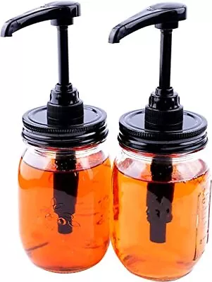 2 Pack Mason Jar Syrup & Honey Dispenser Pump Lids For Regular Mouth Airtight US • $14.94