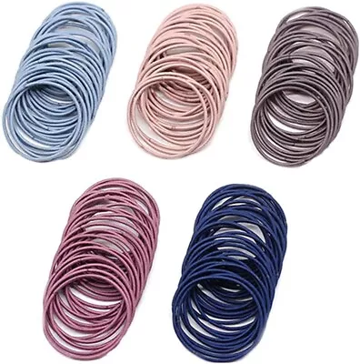 100 X Hair Bands Multi Colour Elastic Ponytail Holders Rope For Women's & Girls • £3.79