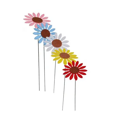 5pcs Vintage Metal Sunflower Garden Stakes Yard Lawn Patio Ornament Flower Stick • £6.68