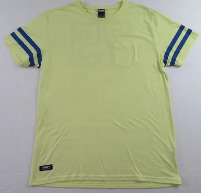 OAKLEY Factory Pilot 75 Retro Style Raglan Surfer Yellow Pocket T Shirt Size XL • $23.99