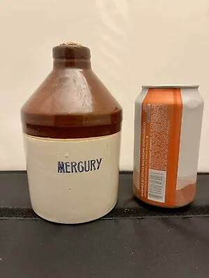 Vintage Brown And Tan Mercury Crock Jug 6  Tall Dentist Medicine • $20