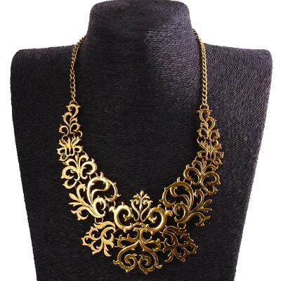 Fashion Filigree Pendant Chain Choker Chunky Statement Bib Necklace Jewelry • £7.54