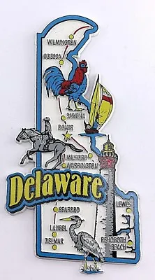 Delaware State Map And Landmarks Collage Fridge Collectible Souvenir Magnet • $8.45