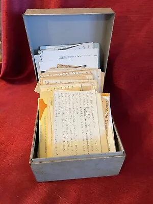 Vintage Recipe Box With Many Various Handwritten & Cut Out Recipes Full • $18.99