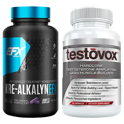 Kre-Alkalyn 120ct + TESTOVOX Professional Muscle Building Supplement Stack • $29.99