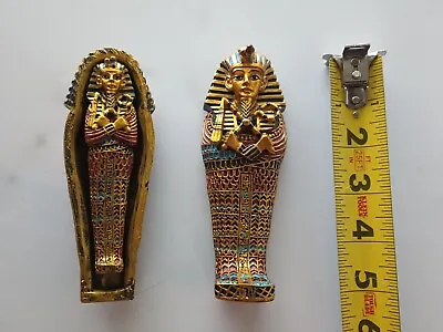 King Tut EGYPTIAN WITH MUMMY Ancient Figurine Statue Sarcophagus TUTANKHAMUN  • $27