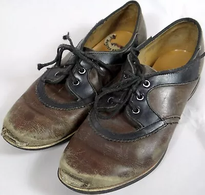 Vtg Kids Shoes Buster Brown Leather Oxfords Beat Up Decorator Item 1950s 1960s • $24.99