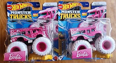 NEW 2023 MONSTER Trucks Barbie ULTIMATE CAMPER 🌸pink/white Hot Wheels LOT OF 2 • $20