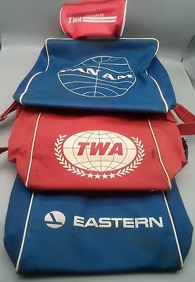 TWA Red Travel BAG Flight Bag W Strap & Zipper Vtg 60s 70s Trans World Airlines • $51