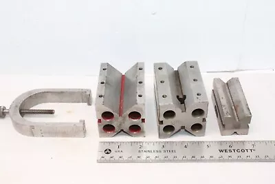 (3) Machinist Set Up V Block Jigs & Clamp Toolmaker Lathe Mill Tools Lot • $74.99