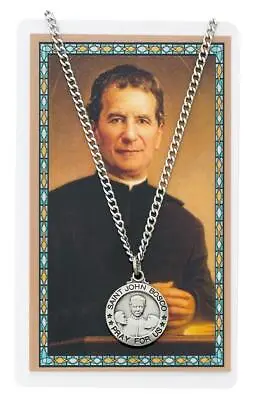 St John Bosco Pewter Medal With 24in Chain And Laminated Holy Card Set • $19.99