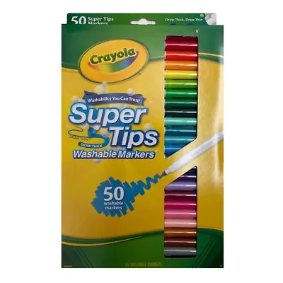 Crayola Supertips Washable Markers - 50 Pack - Draw Thick Or Thin Lines! • £10.79