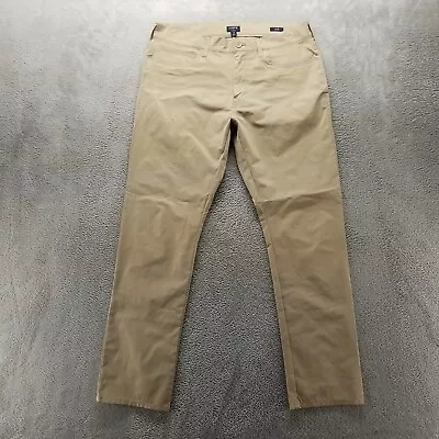 J Crew Pants Mens 32x30 Brown Tech Slim Chinos Stretch Twill Canvas Preppy • $26.99