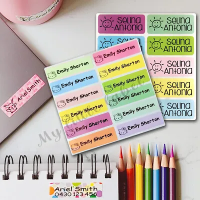 $6.50 • Buy 36 Mixed Colour Candy Colour Personalised Name Label Stickers School Book Vinyl