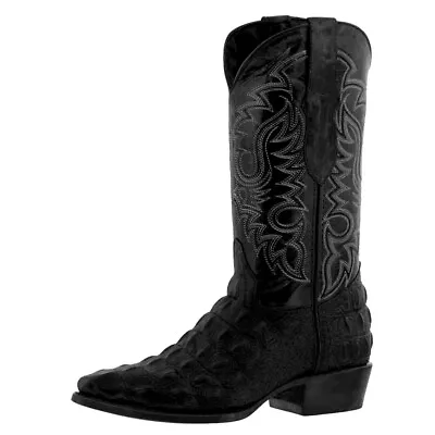 Mens Crocodile Boots Rodeo Cowboy Western Back Cut Pattern Genuine Leather J Toe • $108.99